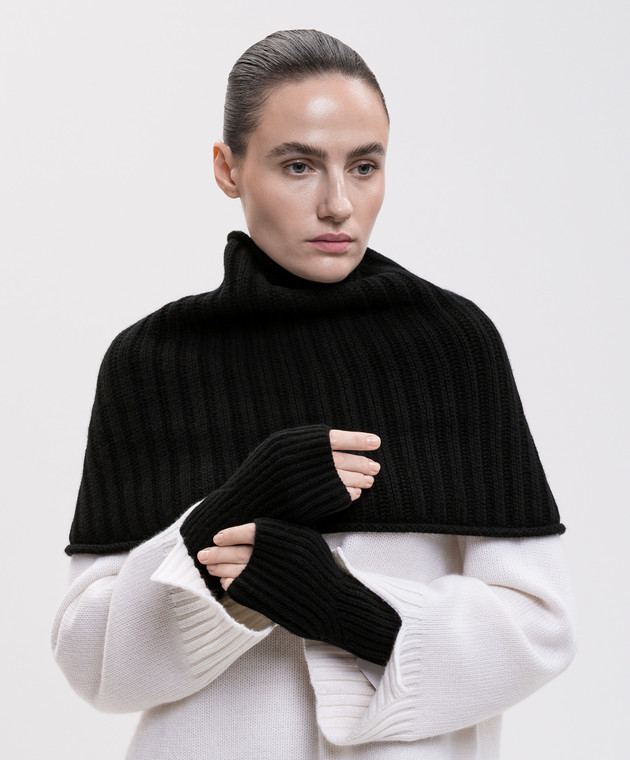 Allude Черный баф из кашемира в рубчик 26511124 изображение 2