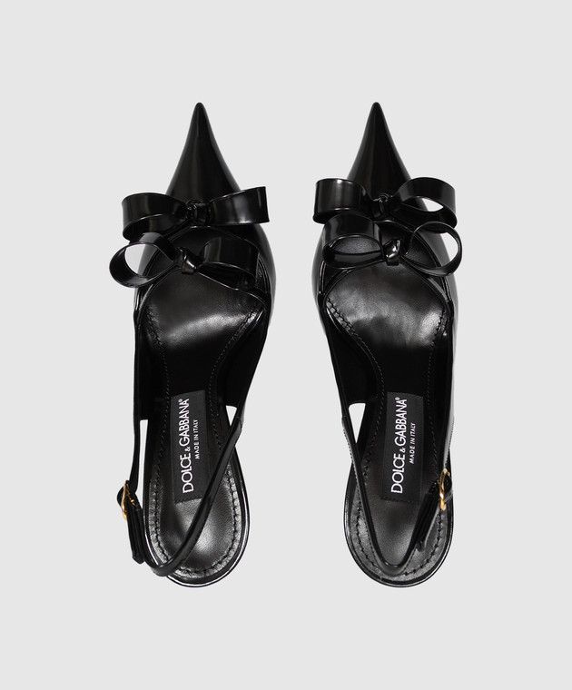 Dolce&Gabbana Черные кожаные глянцевые слингбеки с бантами CG1114A1037 изображение 4