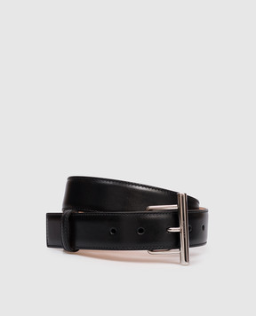 Alexander McQueen Чорний шкіряний ремінь T-bar з логотипом 8286721HBEE