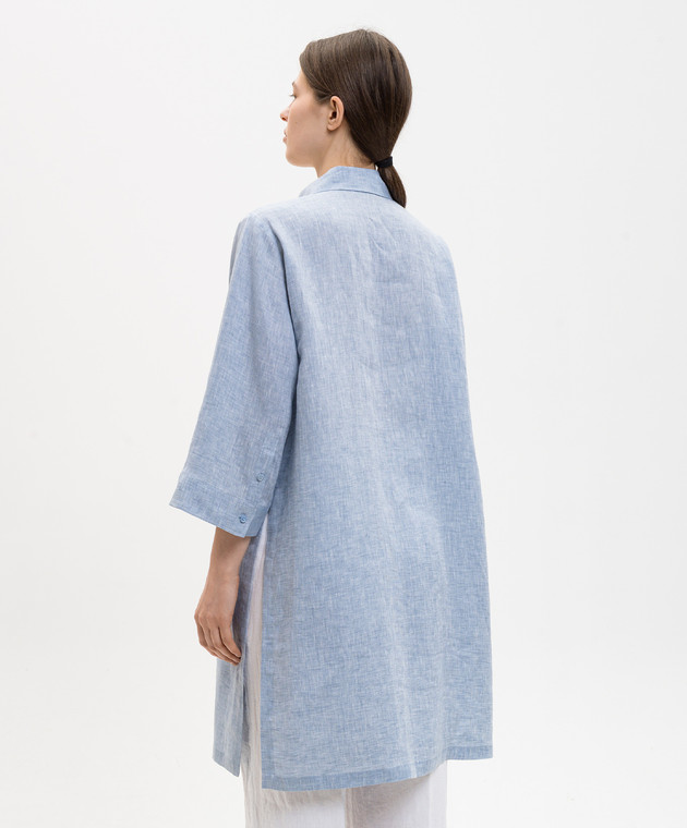 Peserico Блакитна подовжена сорочка з льону з розрізами S0649702600 зображення 4