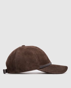Brunello Cucinelli Коричнева замшева кепка MCAP9F151