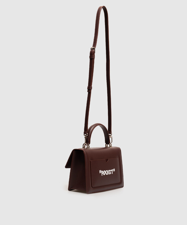 Off-White Бордовая кожаная сумка Jitney 1.4 OWWNP05F26LT01 изображение 3