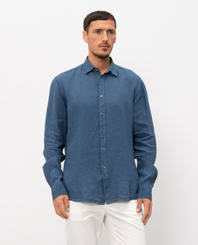 Canali Синя сорочка з льону GM02128CSL7077