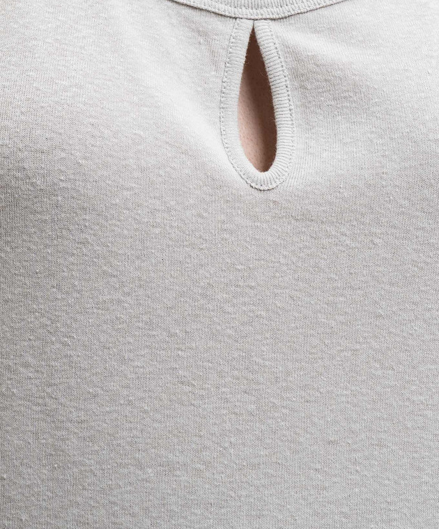 Victoria Beckham Сірий топ з льоном 1226JTP007237A зображення 5