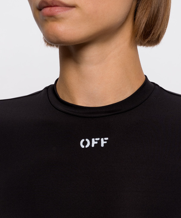 Off-White Черный лонгслив с принтом 2FB00647T изображение 5