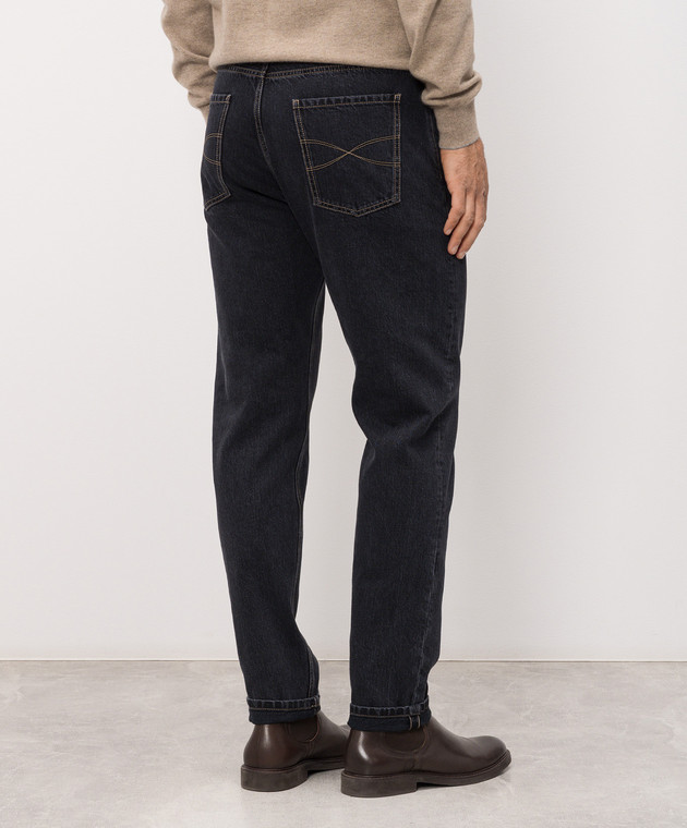 Brunello Cucinelli Темно-сині джинси з патчем логотипа M235PO1090 зображення 4