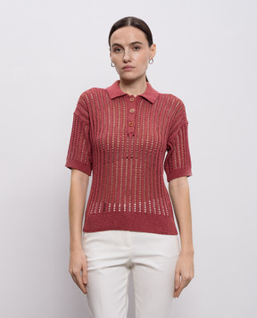 Peserico Бордове ажурне поло з паєтками A99081F0509110