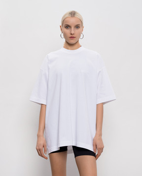 Vetements Біла футболка з вишивкою логотипа ME76TR141WWw