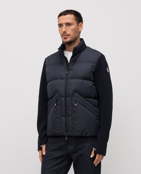 Moncler Grenoble Синяя комбинированная куртка с нашивкой эмблемы K20978G0001480093