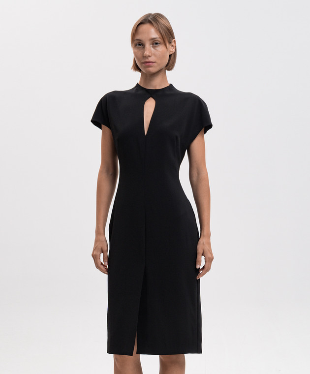 Jil Sander Чорна сукня з вовни з фігурним вирізом J02CT0640J40356 зображення 3