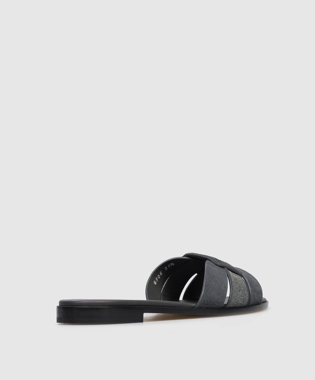 Doucal's Сірі замшеві шльопанці з ланцюжком моніль DD8906DEGNUF278 зображення 3