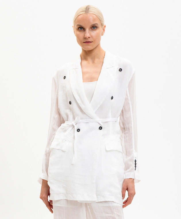 Masnada Белый двубортный жакет с рамой 8051 изображение 3