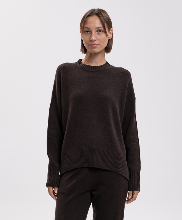 Allude Коричневый свитер из кашемира с разрезами 26511151 изображение 3