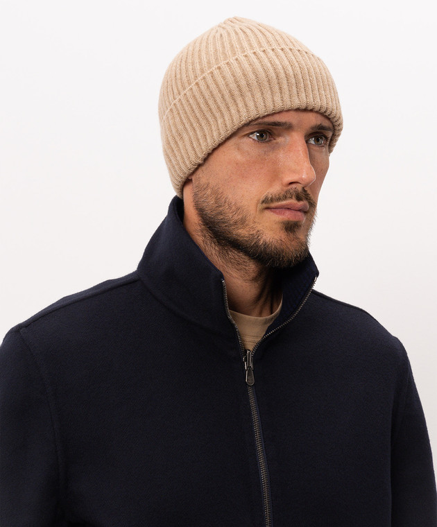 Brunello Cucinelli Шапка бежевого цвета из кашемира M2293900 изображение 2
