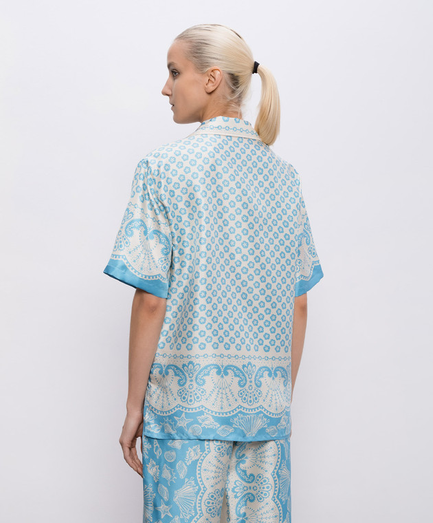 MANTERO 1902 Голубая блуза Leon из шелка 0217A2811T0879H изображение 4