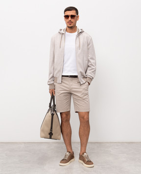 Stefano Ricci Бежевая куртка с леном и шелком в виндзорскую клеточку MZJ6100050DN29HA