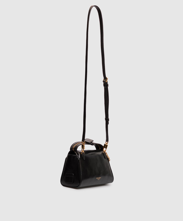 Dolce&Gabbana Черная кожаная глянцевая грусть-мини Vittoria с подвесками BB7889A0070 изображение 3