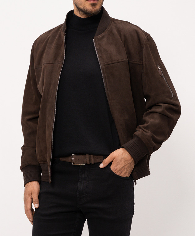 Kiton Коричневий замшевий ремінь USCA006N00108 зображення 2