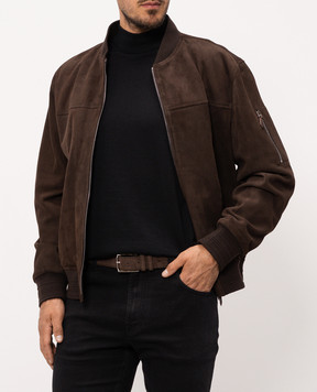 Kiton Коричневий замшевий ремінь USCA006N00108