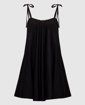 Twinset Черное платье мини с льном 261TF2101