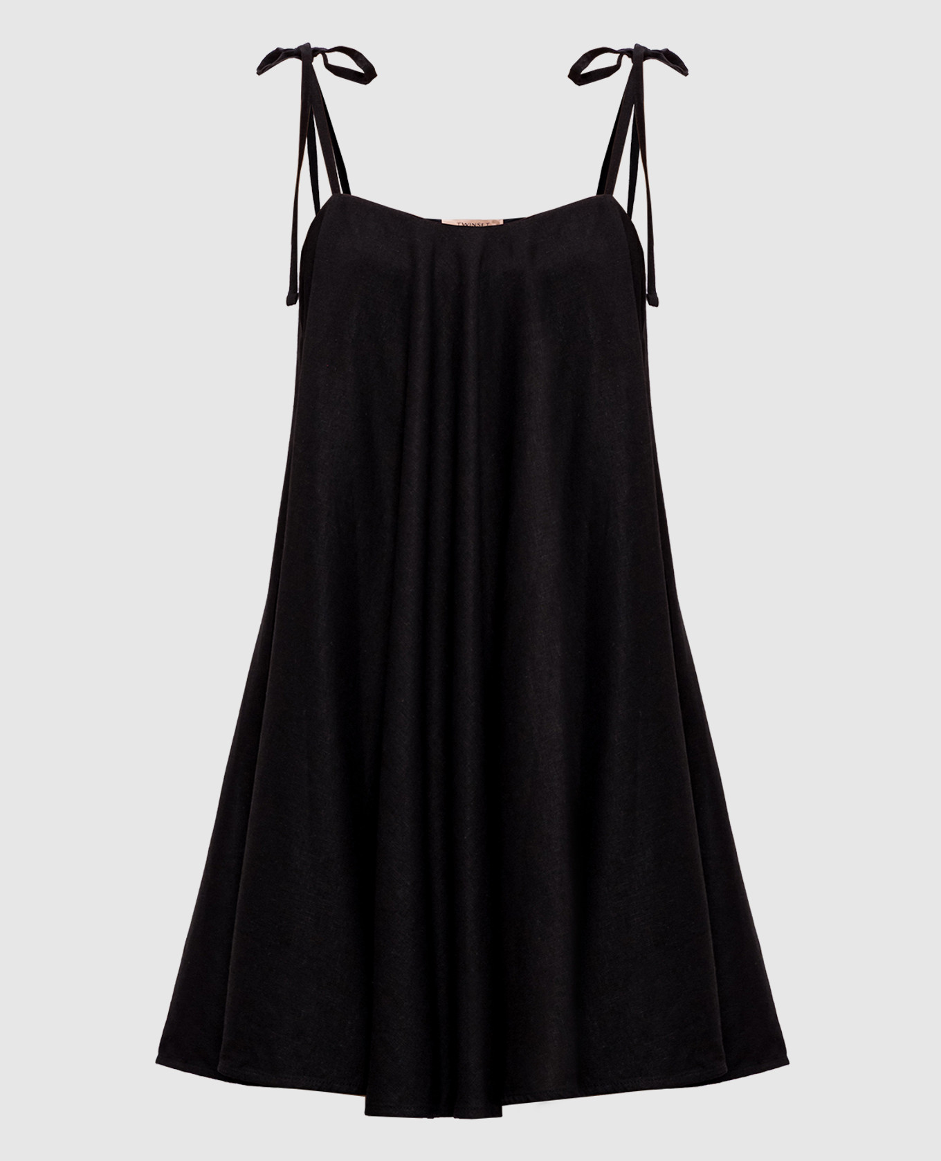 

Черное платье мини с льном, Черный, Повседневные платья