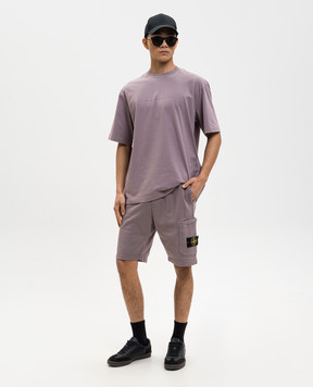 Stone Island Фіолетова футболка з брендовою нашивкою L1S152100001S0340