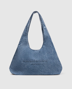 Alexander Wang Синя джинсова сумка-хобо з фактурним логотипом 20226K64T
