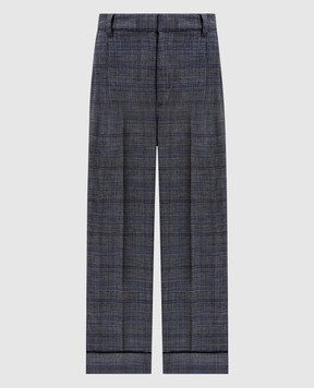 Brunello Cucinelli Сірі штани з вовни в клітинку MP522P9017