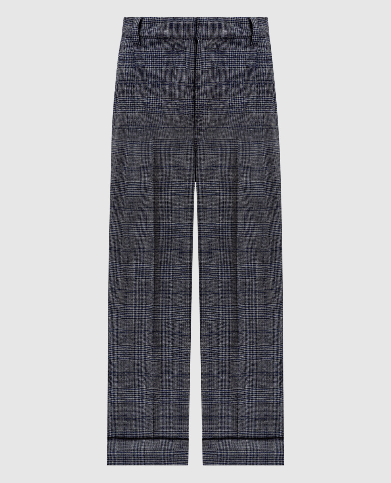 

Серые брюки из шерсти в клеточку, Серый, Прямые брюки