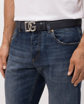 Dolce&Gabbana Синій шкіряний ремінь BC4993A0742