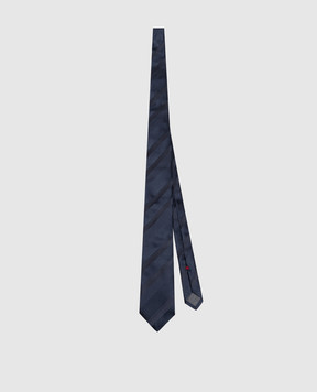 Brunello Cucinelli Синя краватка із шовку в смужку MY8610018
