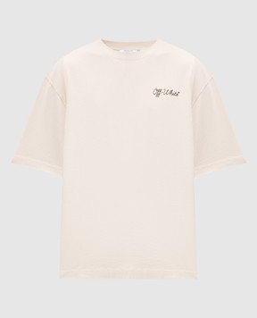 Off-White Бежевая футболка с принтом логотипа 44MAA120S26J01D