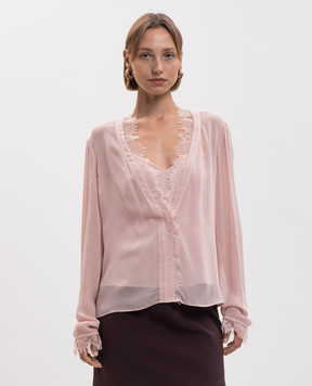 Twinset Розовая блуза с кружевом 262AP2282