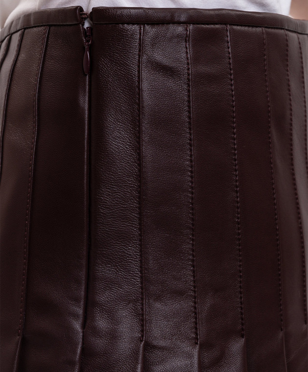 Alexander McQueen Бордова шкіряна спідниця-плісе 876457Q5ARX зображення 5