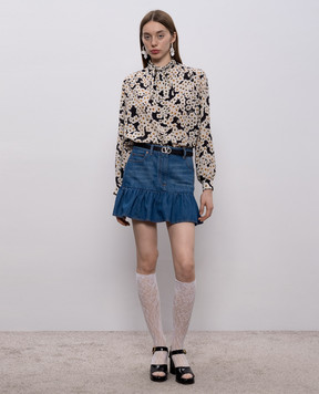 Valentino Чорна блуза із шовку в квітковий принт 8B3AB8369WW