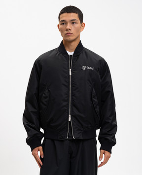 Off-White Чорний бомбер з логотипом 44MEH05EC9F002