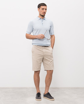 Peserico Блакитне поло в рубчик з бавовни R59490F189173R