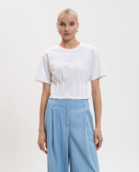 Twinset Біла укорочена футболка у корсетному стилі 261TT2440