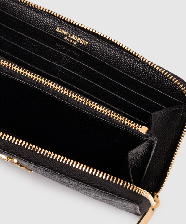 Saint Laurent Черный кожаный кошелек с логотипом монограмма 358094BOW01 изображение 3