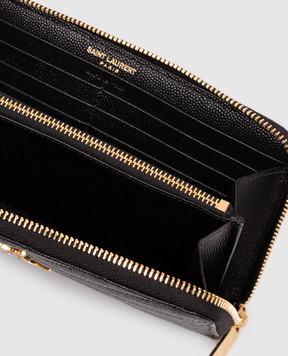 Saint Laurent Черный кожаный кошелек с логотипом монограмма 358094BOW01