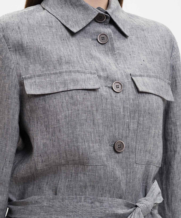 Peserico Сіра сорочка з льону з поясом S01225A02629 зображення 5