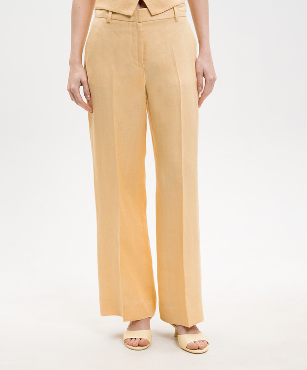 Max Mara Weekend Желтые брюки MALIZIA из льна WKDMALIZIA изображение 3