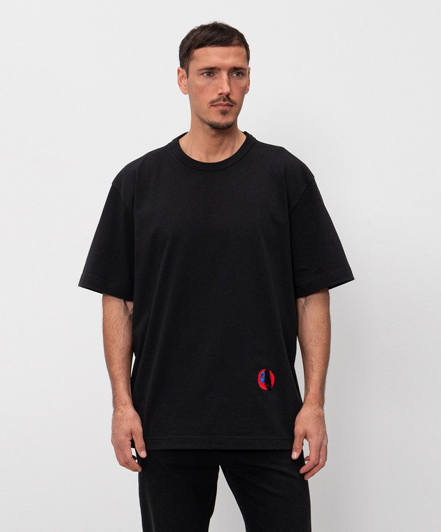 Bottega Veneta Черная футболка с фактурной вышивкой 864789V6F40 изображение 2