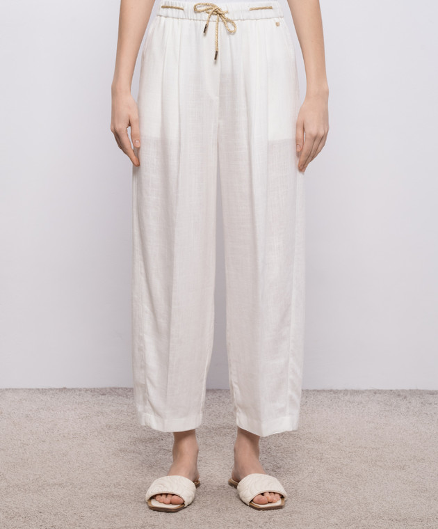 Herno Брюки цвета айвори с леном PT000222D12689 изображение 2