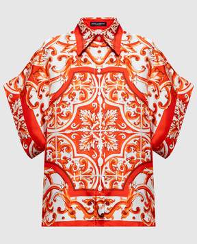 Dolce&Gabbana Блуза из шелка в брендовый принт F5T52TGDDRE
