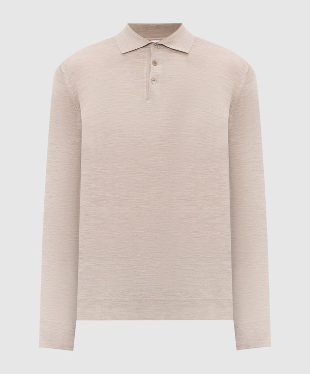 Brunello Cucinelli Меланжевое поло бежевого цвета из шерсти и кашемира M2400295