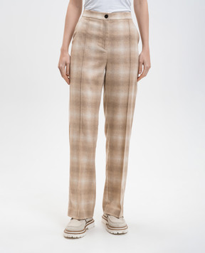 Woolrich Бежеві штани з вовною в клітинку CFWWTR2012FRUT5008