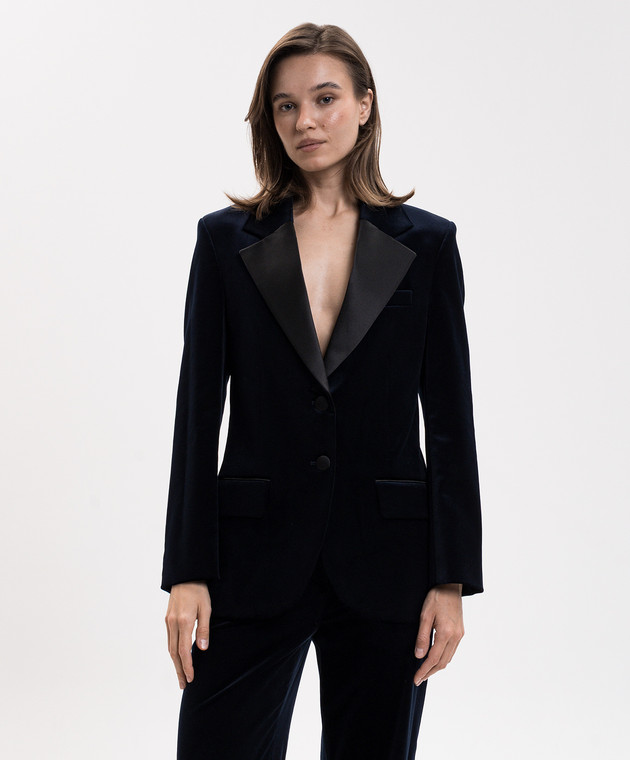 Victoria Beckham Синий бархатный жакет Camilla 1425WJK007244B изображение 3