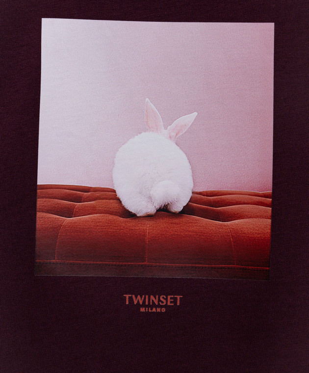 Twinset Фиолетовая футболка с принтом 262TF2090 изображение 5