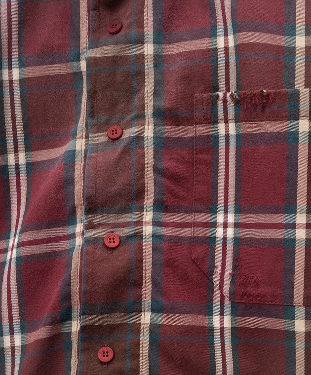 Balenciaga Бордова сорочка в клітинку з вінтажним ефектом 850813TLM09 зображення 5